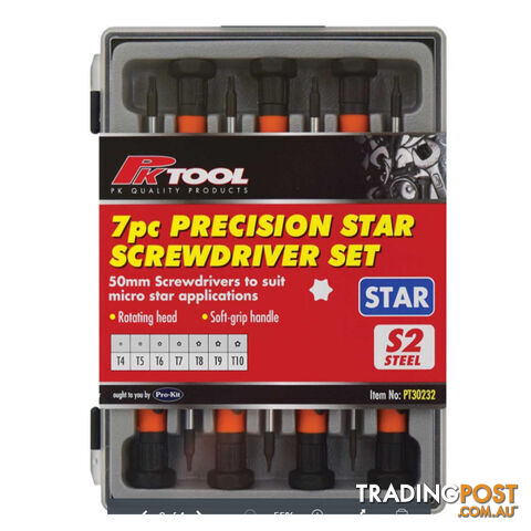 Precision Star Screwdriver 7pc Set T4  - T10 SKU - PT30232