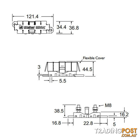 Littlefuse Flex Mega Fuse Block for MEGA/AMG fuses 500A max. 32VDC SKU - 2981028