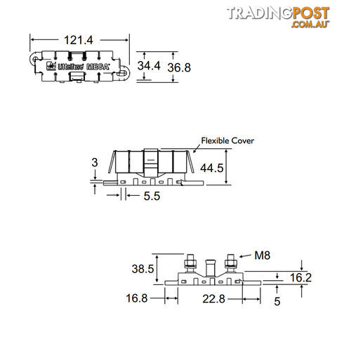 Littlefuse Flex Mega Fuse Block for MEGA/AMG fuses 500A max. 32VDC SKU - 2981028