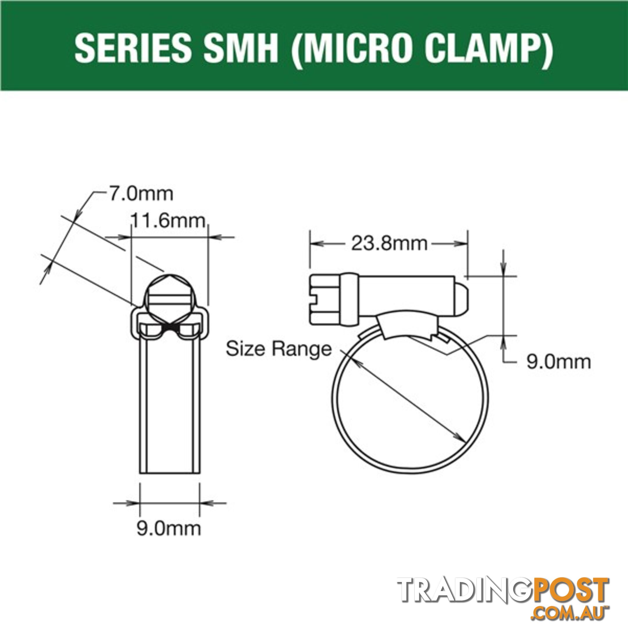 Tridon Regular Hose Clamp 21mm â 38mm Solid Band Part Stainless 10pk SKU - SHS016P