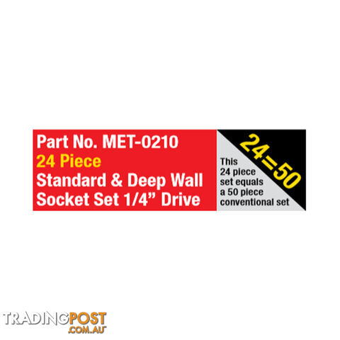 Metrinch 1/4 " Dr Socket Standard   Deep Wall Set-24 Pc Metric SAE SKU - MET-0210