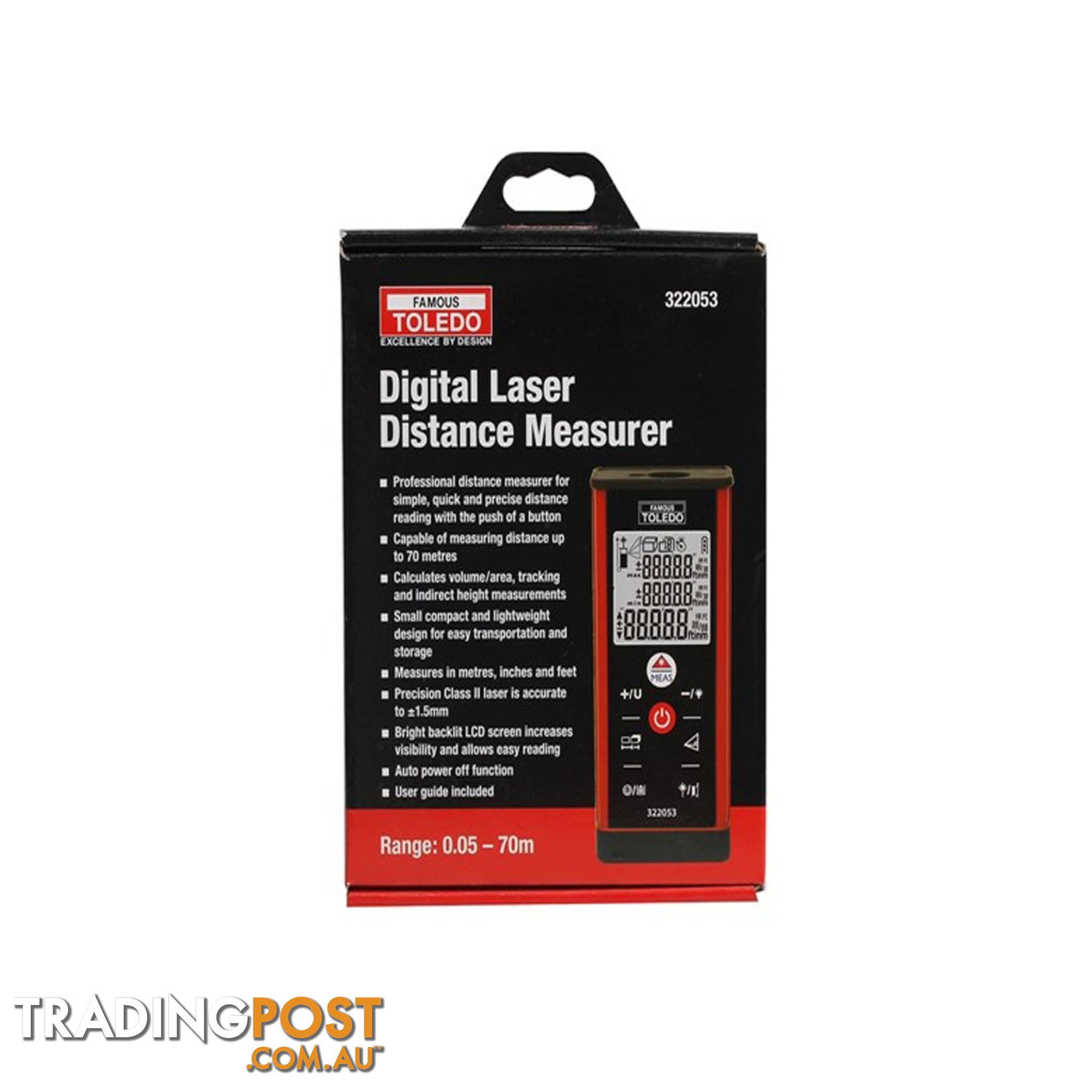 Toledo Digital Laser Distance Measurer Range Finder Up to 70m SKU - 322053