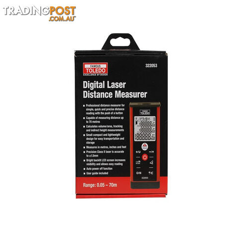 Toledo Digital Laser Distance Measurer Range Finder Up to 70m SKU - 322053