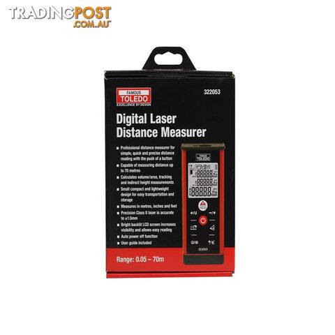 Toledo Digital Laser Distance Measurer Range Finder Up to 70m SKU - 322053