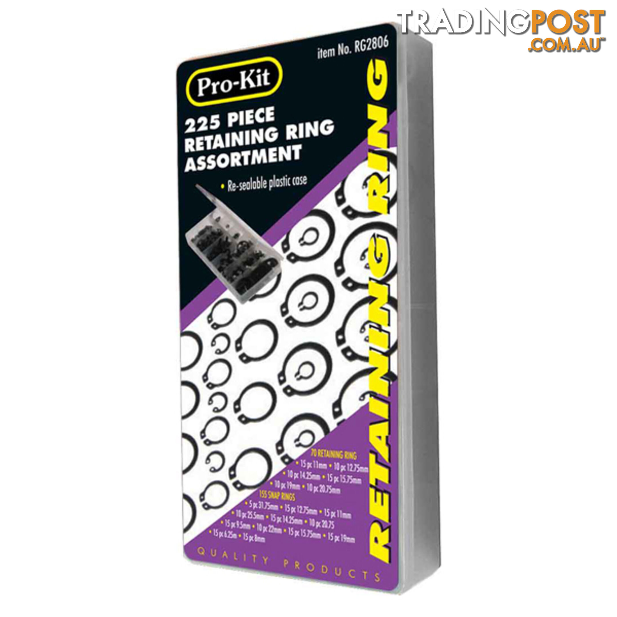 225pc Retaining Ring Assortment Kit SKU - RG2806