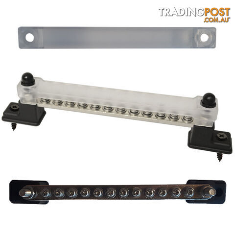 Busbar Power Distribution Block 2 x M6, 12 x Screw Studs Inc Cover 150A DC SKU -...