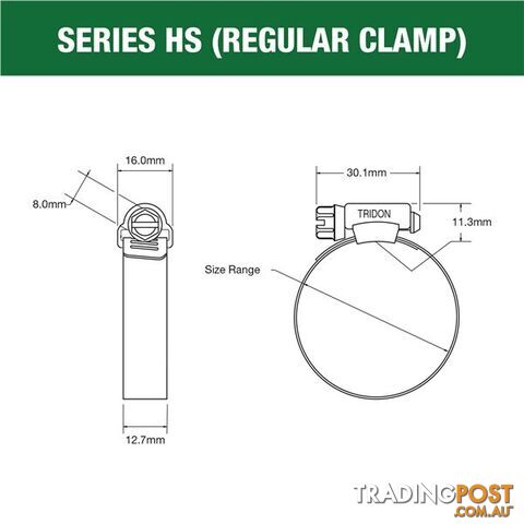 Tridon Part S. Steel Hose Clamps 181mm â 225mm Perforated Band 10pk SKU - HS136