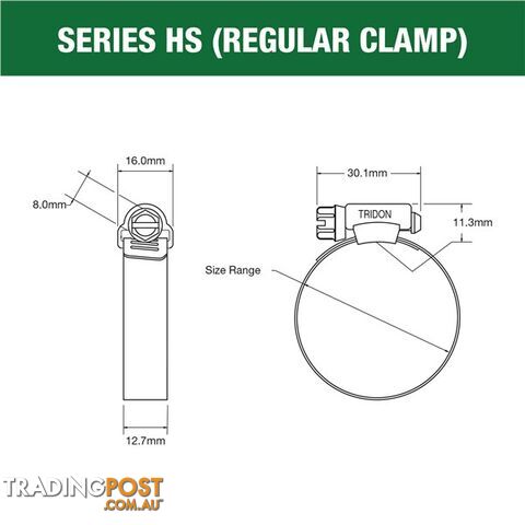 Tridon Part S. Steel Hose Clamps 181mm â 225mm Perforated Band 10pk SKU - HS136