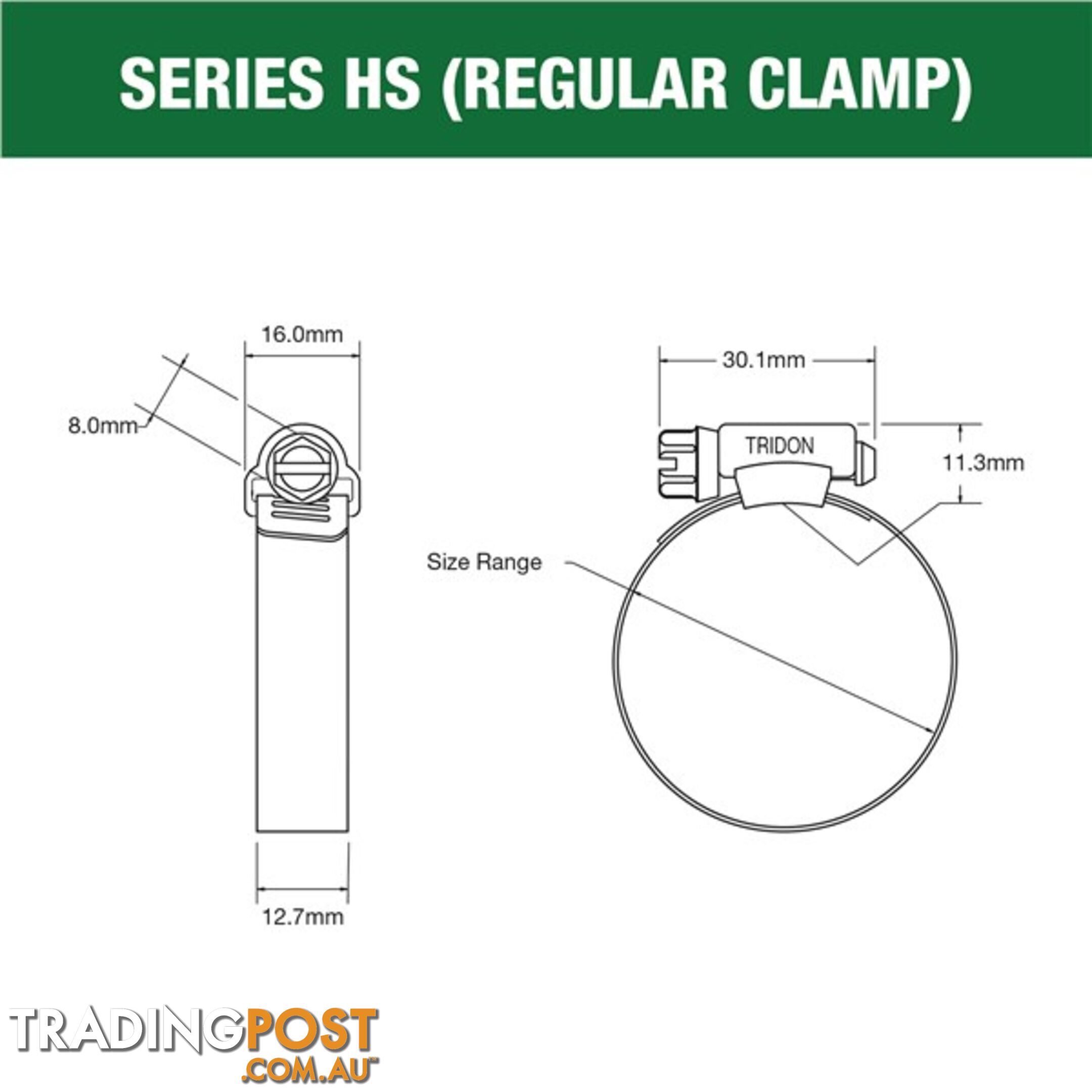 Tridon Part S. Steel Hose Clamps 260mm â 311mm Perforated Band SKU - HS188