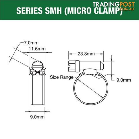 Tridon Regular Hose Clamp 14mm â 27mm Solid Band Part Stainless 10pk SKU - SHS010P