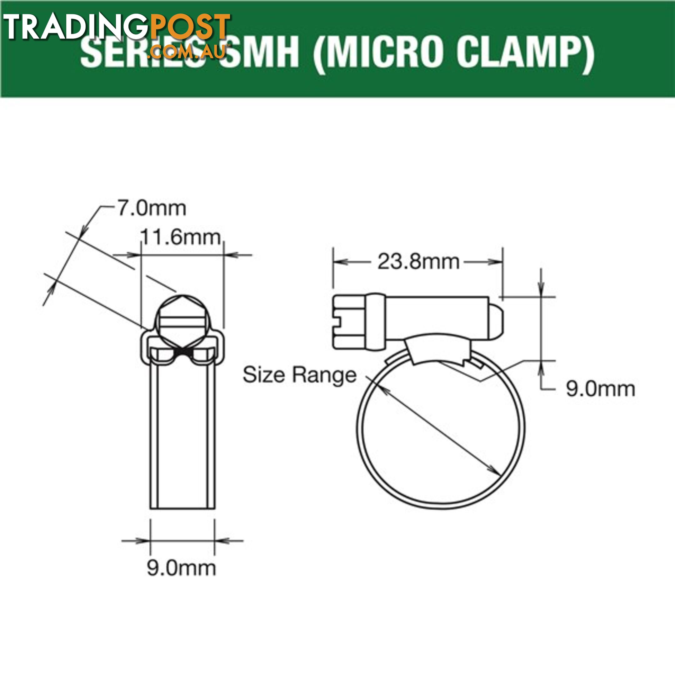 Tridon Regular Hose Clamp 14mm â 27mm Solid Band Part Stainless 10pk SKU - SHS010P