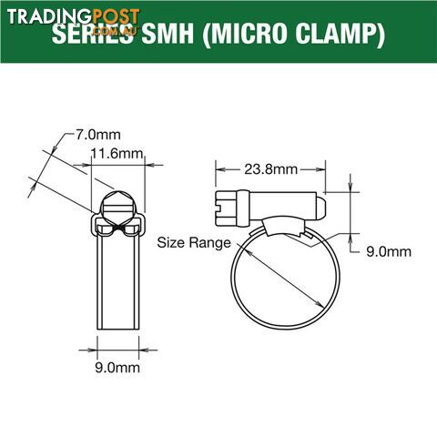 Tridon Regular Hose Clamp 14mm â 27mm Solid Band Part Stainless 10pk SKU - SHS010P