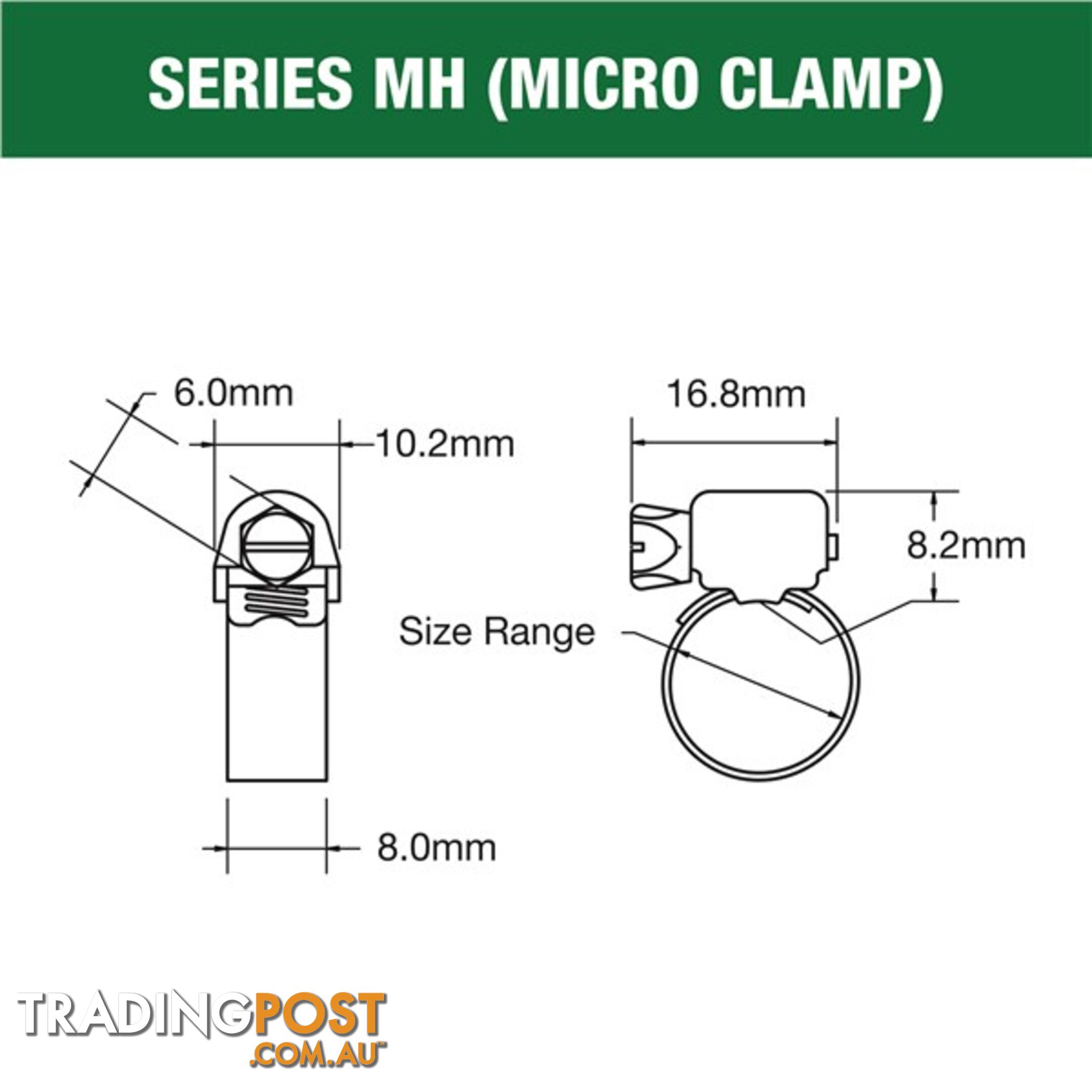 Tridon Part S. Steel Hose Clamp 33mm â 51mm Micro Perforated Band 10pk SKU - MH024P