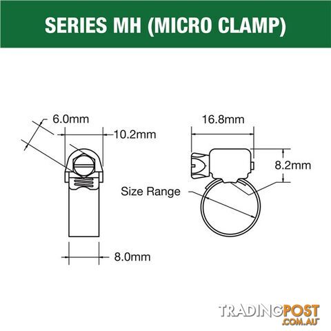 Tridon Part S. Steel Hose Clamp 14mm â 27mm Micro Perforated Band 10pk SKU - MH010P