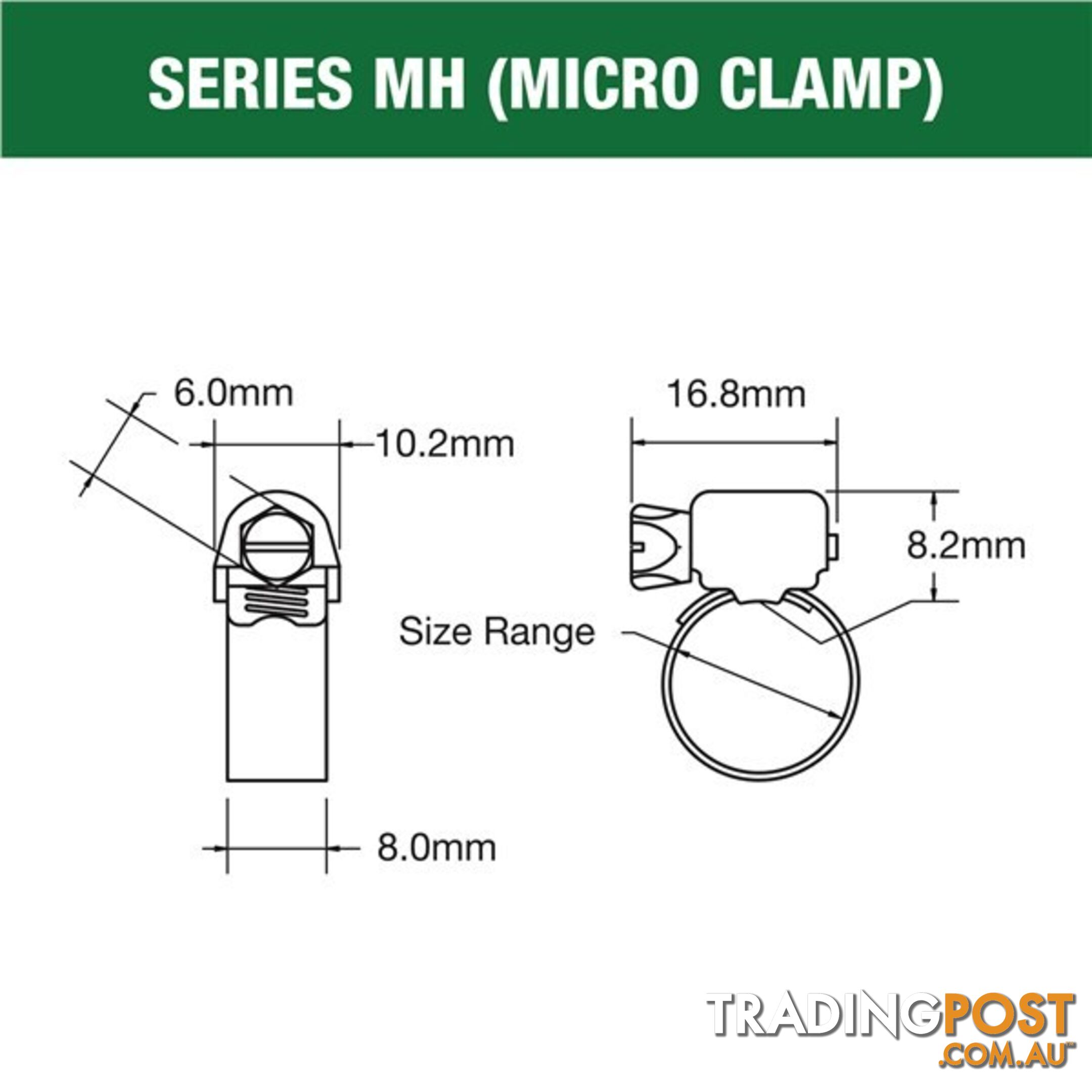 Tridon Part S. Steel Hose Clamp 14mm â 27mm Micro Perforated Band 10pk SKU - MH010P