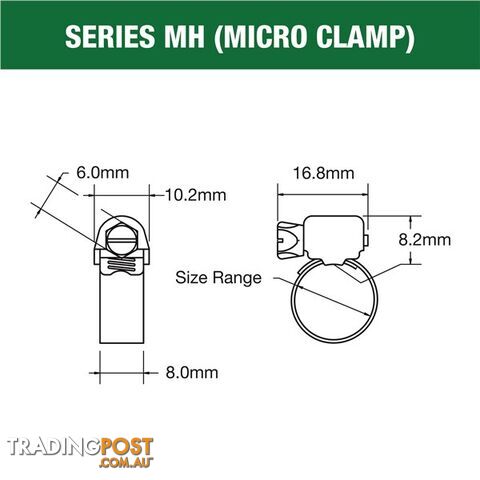 Tridon Part S. Steel Hose Clamp 18mm â 38mm Micro Perforated Band 10pk SKU - MH016P