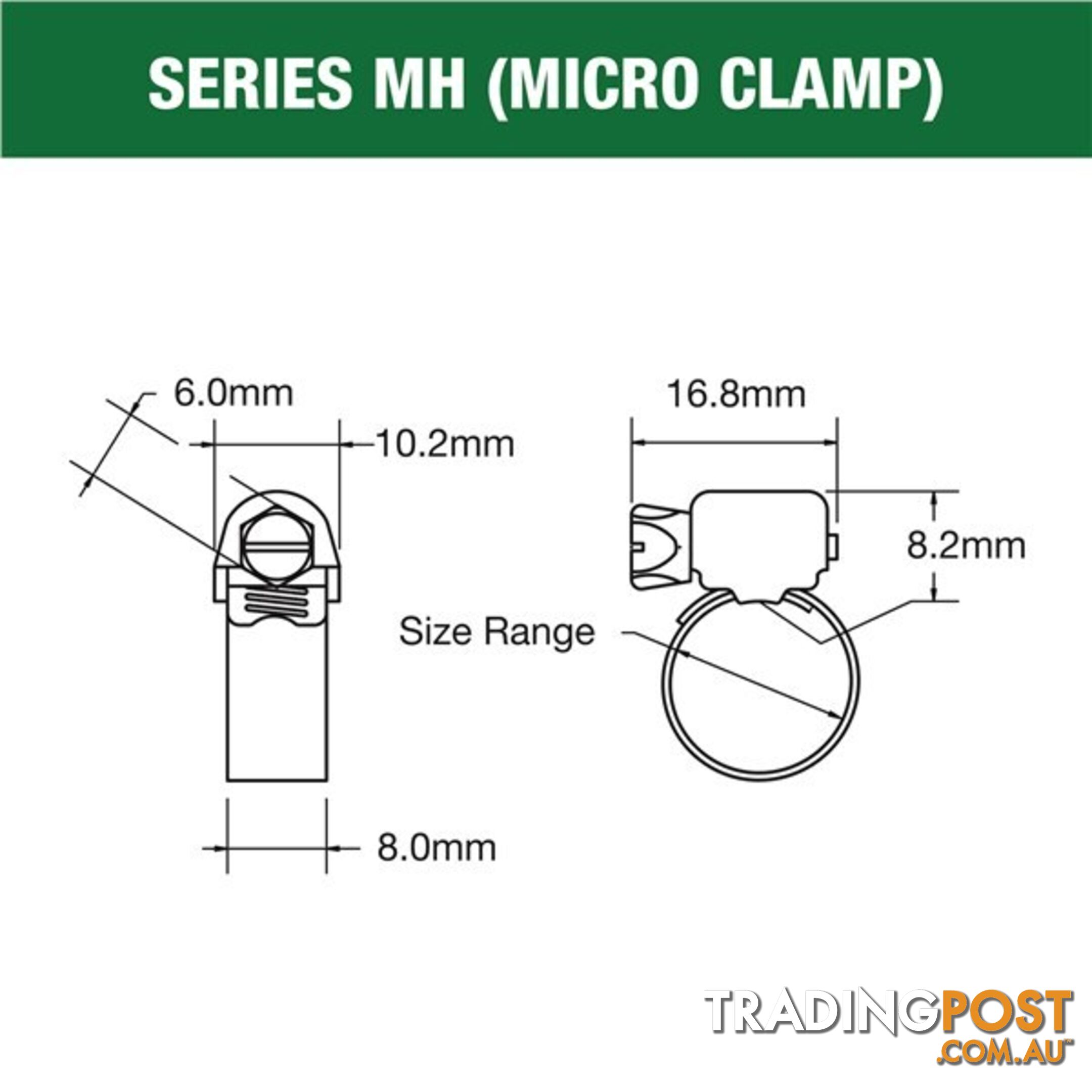 Tridon Part S. Steel Hose Clamp 18mm â 38mm Micro Perforated Band 10pk SKU - MH016P