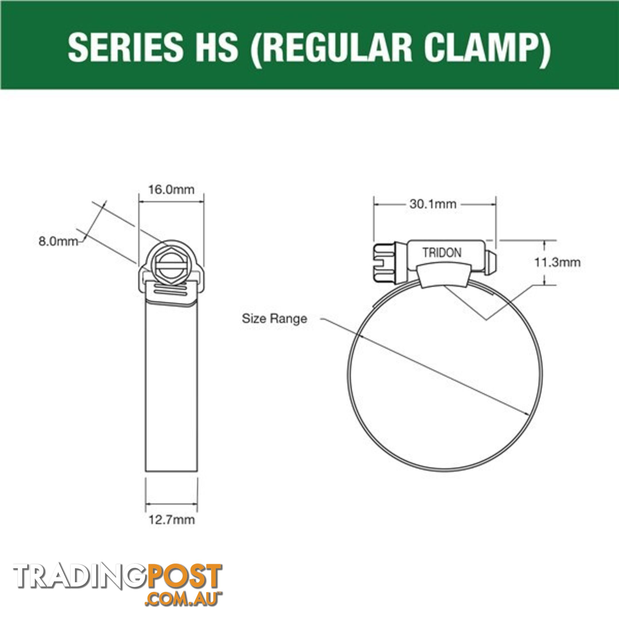 Tridon Part S. Steel Hose Clamps 206mm â 251mm Perforated Band 10pk SKU - HS152