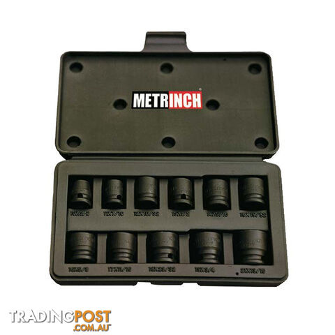 Metrinch Impact Socket 11pc Set 3/8 "dr 10mm  - 21mm (3/8 "  - 13/16 ") SKU - MET-2300