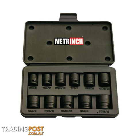 Metrinch Impact Socket 11pc Set 3/8 "dr 10mm  - 21mm (3/8 "  - 13/16 ") SKU - MET-2300