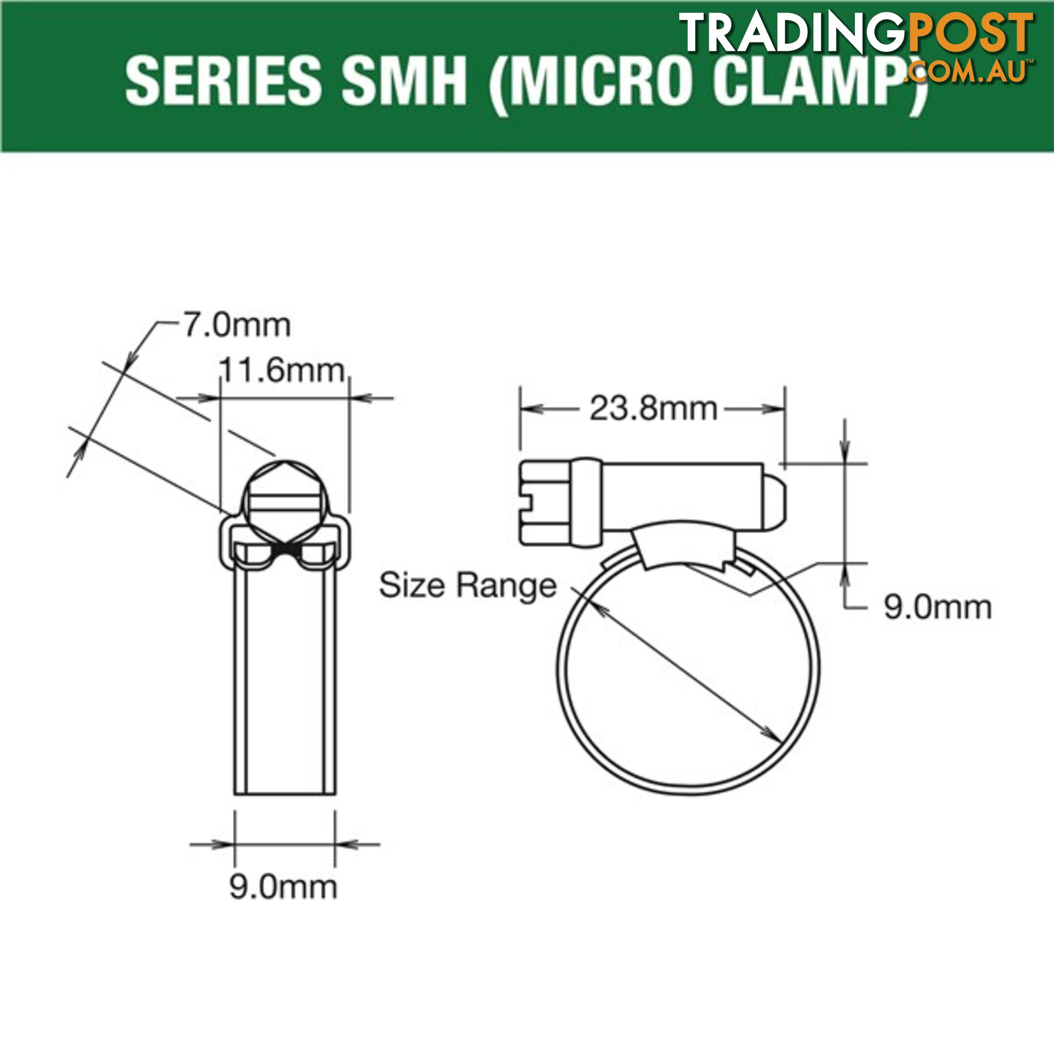 Tridon Regular Hose Clamp 65mm â 89mm Solid Band Full Stainless 10pk SKU - SHS048P