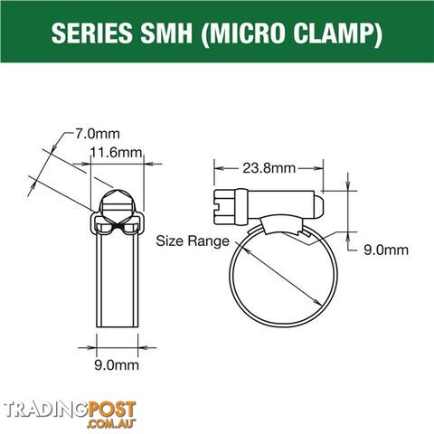 Tridon Regular Hose Clamp 65mm â 89mm Solid Band Full Stainless 10pk SKU - SHS048P