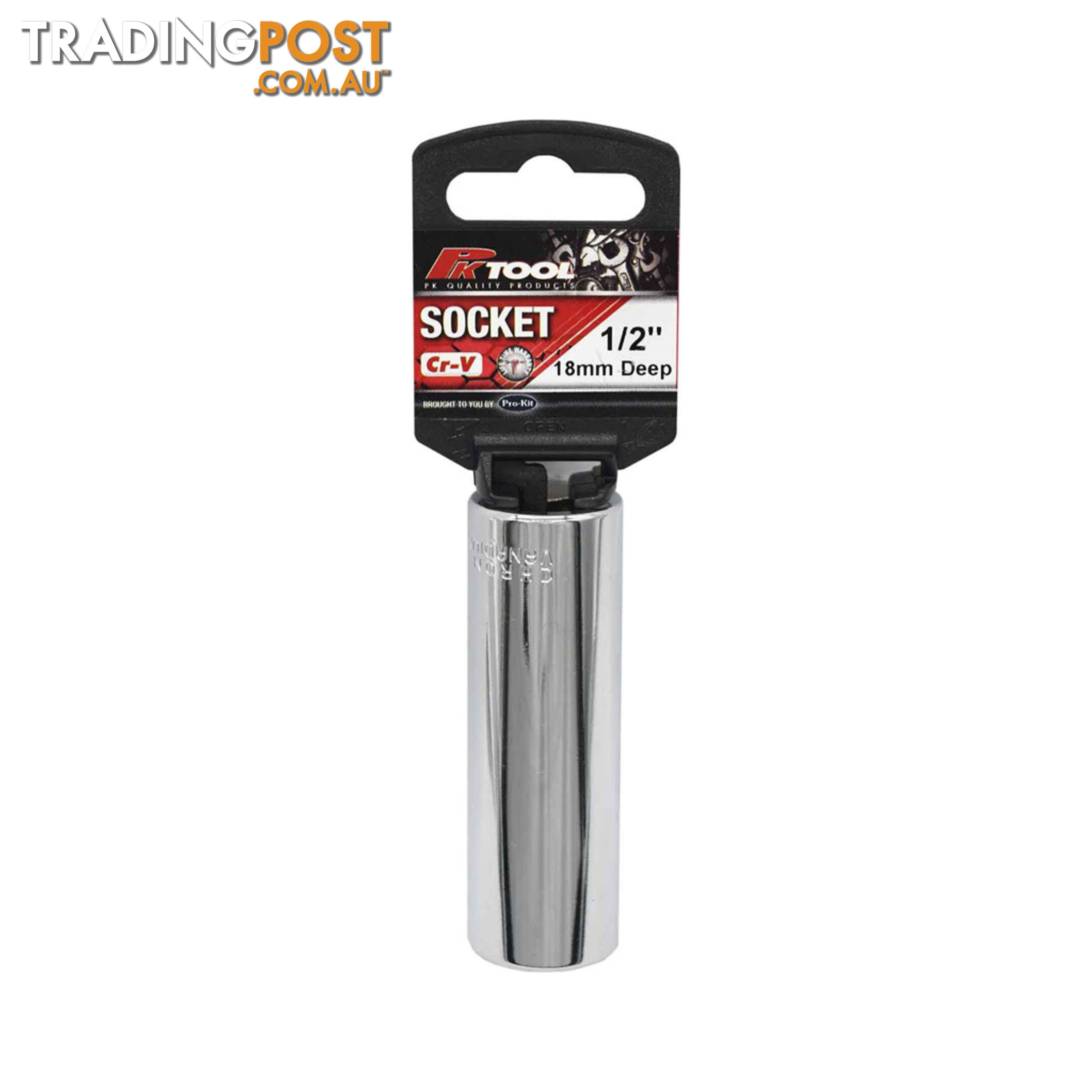 Pk Tools 1/2 " Dr 6pt Deep Socket Cr-V  - 18mm SKU - PTA01M18