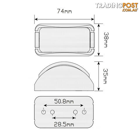 LED Autolamp Side Marker 42 Series Red / Amber 74 x 38 x 35mm 12 / 24v SKU - 42ARM - photo 3 of 3