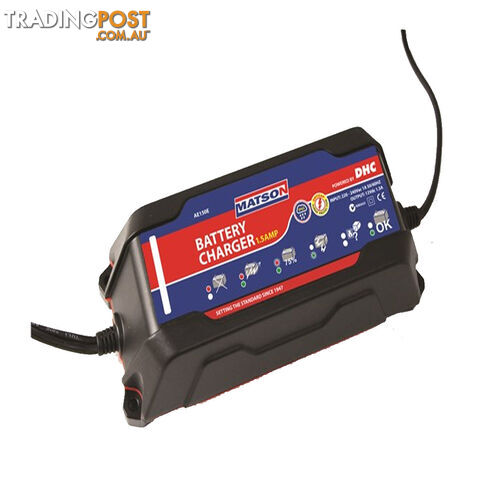 Matson Battery Charger 12 volt 1.5amp 5 Stage Charging LED Status SKU - AE150E