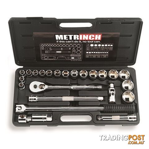 Metrinch 1/2 " Dr Socket Set 24pc Metric SAE = 65pc Conventional Set SKU - MET-0405