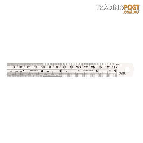 Toledo Stainless Steel Single Sided Rule Metric   Imperial  - 150mm SKU - 150A6