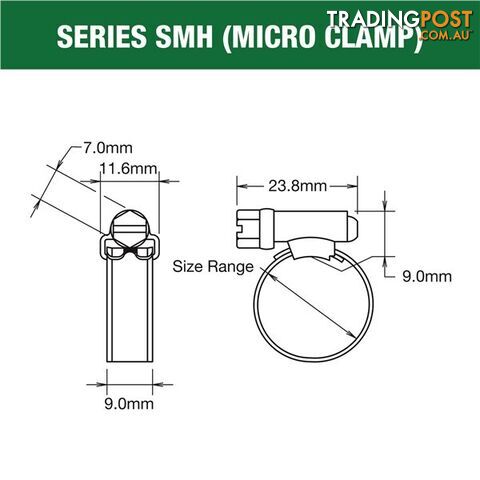 Tridon Regular Hose Clamp 59mm â 83mm Solid Band Part Stainless 10pk SKU - SHS044P