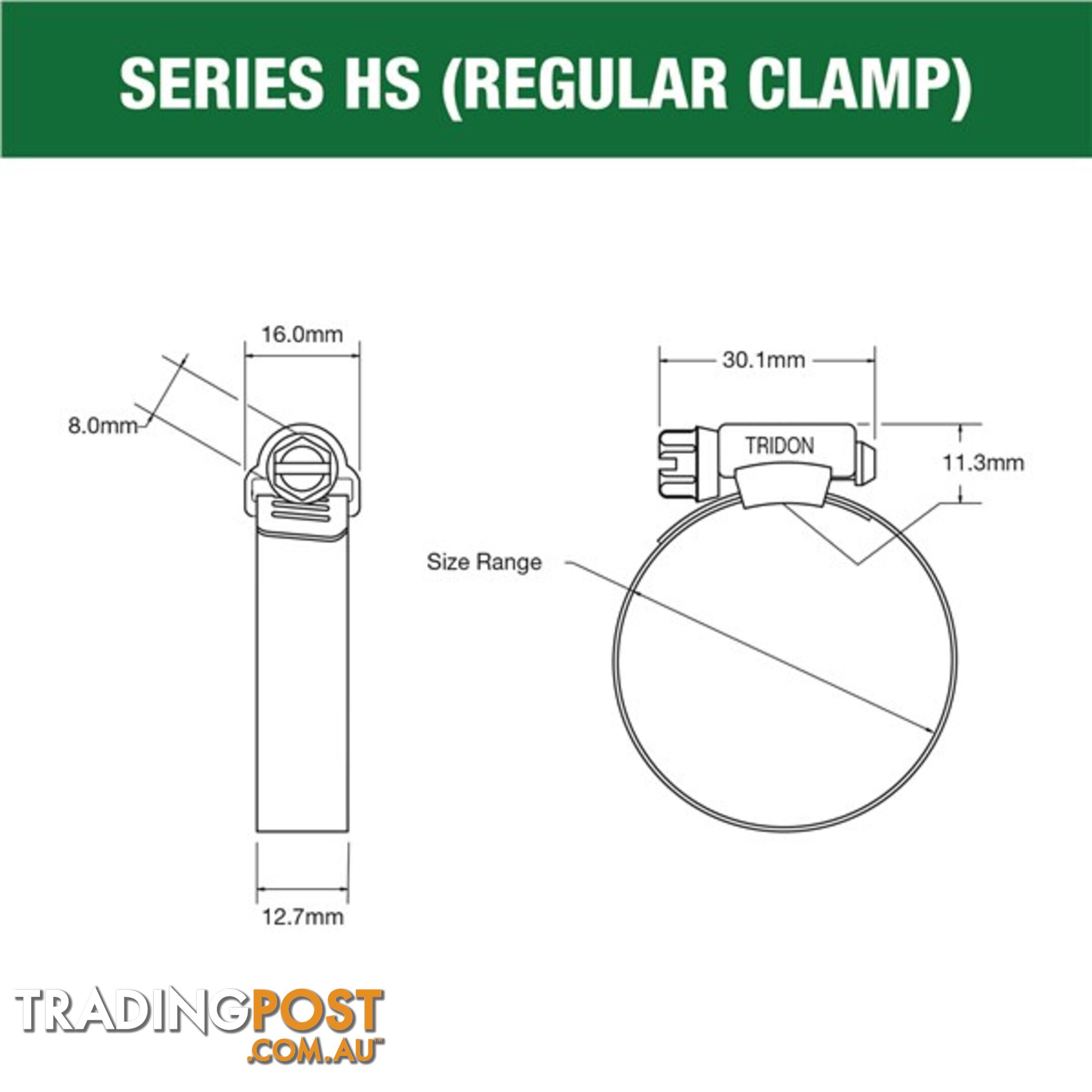 Tridon Part S. Steel Hose Clamps 175mm â 217mm Perforated Band 10pk SKU - HS128