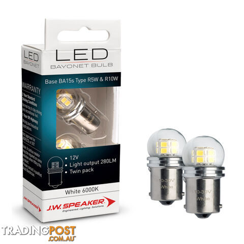 JW Speaker LED Bulb 12/24v Bayonet Base White Light Twin Pack SKU - 990145