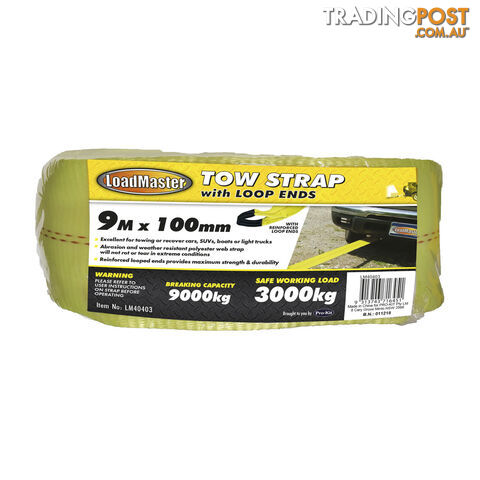 PK Tool Tow Strap 9m x 100mm 3000kg SWL 9000kg Breaking Capacity SKU - LM40403