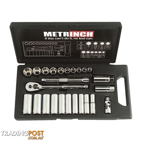 Metrinch 3/8 " Socket 25pc Set Dr Standard and Deep Wall SKU - MET-0500