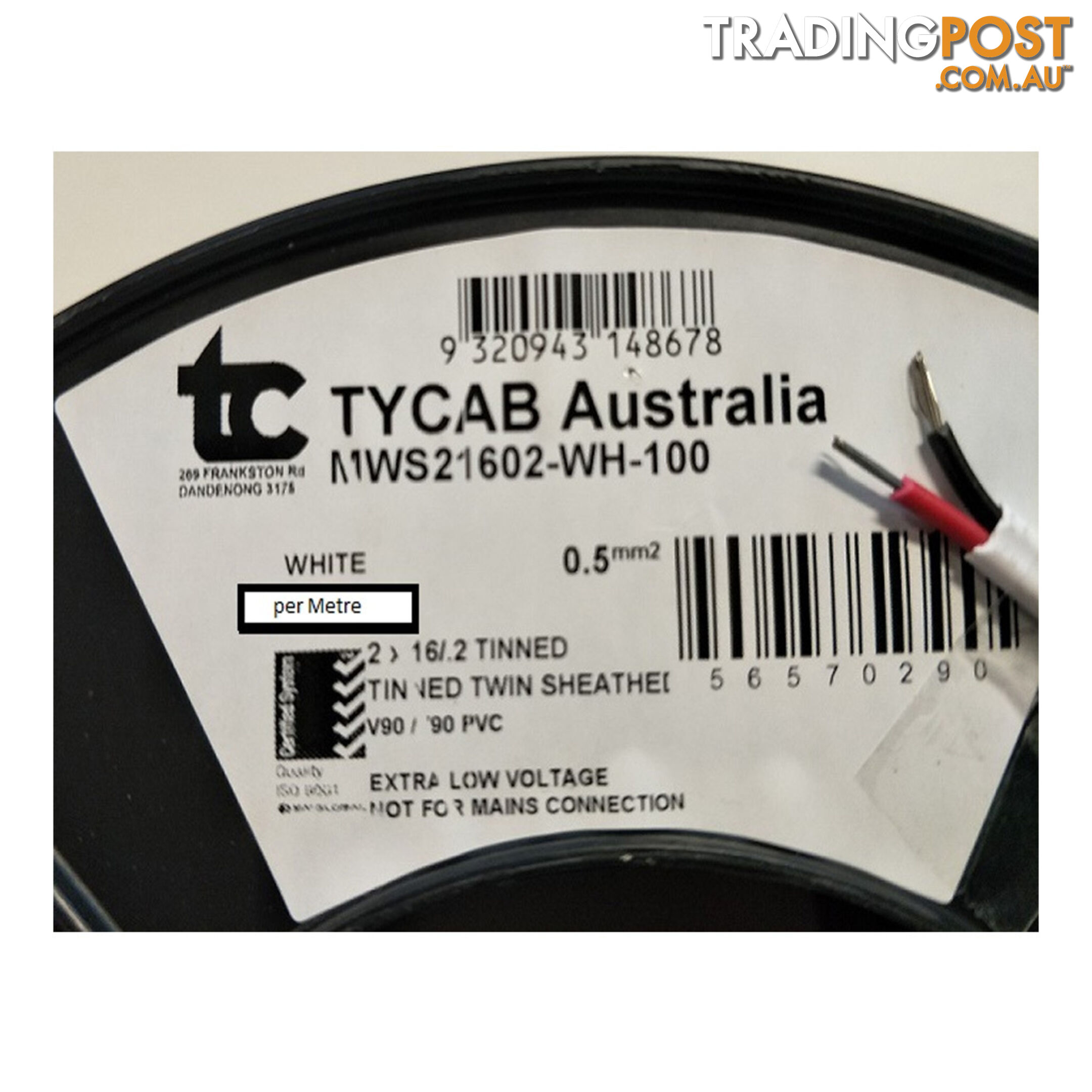 Tycab 2mm Tinned Marine Wire (0.5mm2) 7amp White Sheath SKU - MWS21602