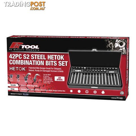 PK Tool Hetok Combination Bits S2 Steel 42pc Set SKU - PT11922