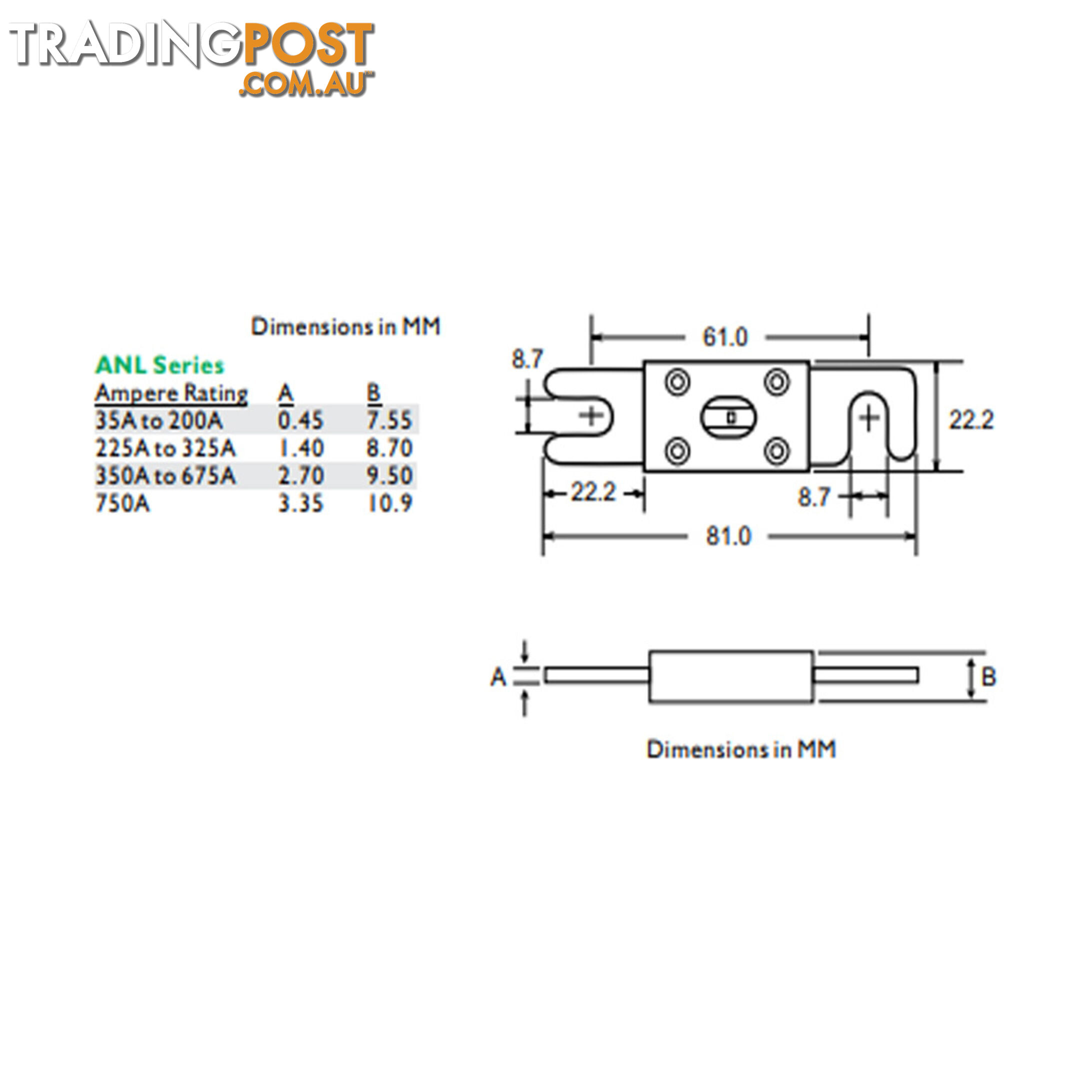 Bussman ANL Fuse 250 amp Made in Mexico SKU - ANL250