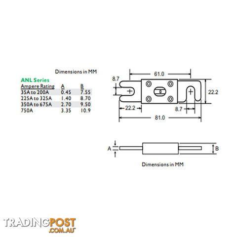 Bussman ANL Fuse 250 amp Made in Mexico SKU - ANL250