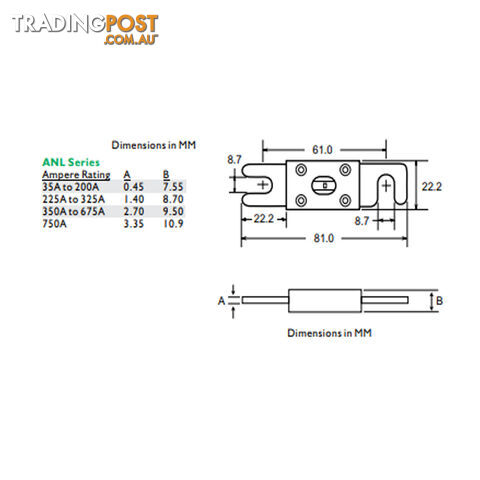 Bussman ANL Fuse 250 amp Made in Mexico SKU - ANL250