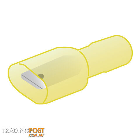 Fully Insulated Crimp Terminal Male Yellow 6.3mm x 0.8mm 10pc or 50pc