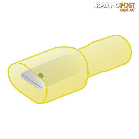 Fully Insulated Crimp Terminal Male Yellow 6.3mm x 0.8mm 10pc or 50pc