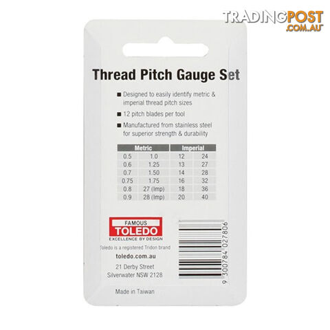 Toledo Thread Pitch Set 2pc Metric and SAE 12 Pitch Sizes per Tool SKU - 301067