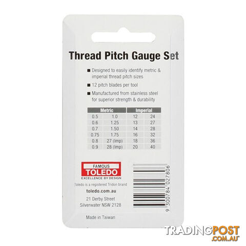 Toledo Thread Pitch Set 2pc Metric and SAE 12 Pitch Sizes per Tool SKU - 301067