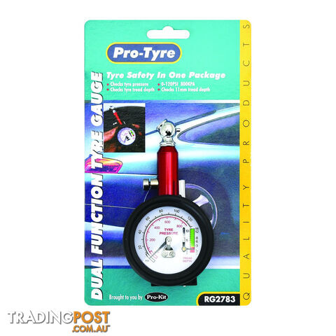 Pro-Tyre Tyre Gauge with Tread Depth  Gauge 120psi SKU - RG2783