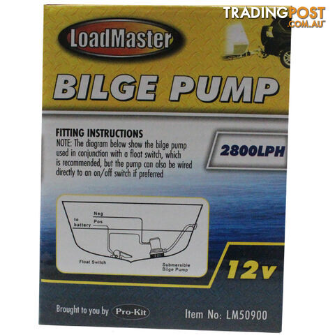 PK Tools Bilge Pump 2800LPH 12V Submersible SKU - LM50900