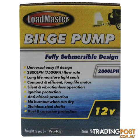 PK Tools Bilge Pump 2800LPH 12V Submersible SKU - LM50900