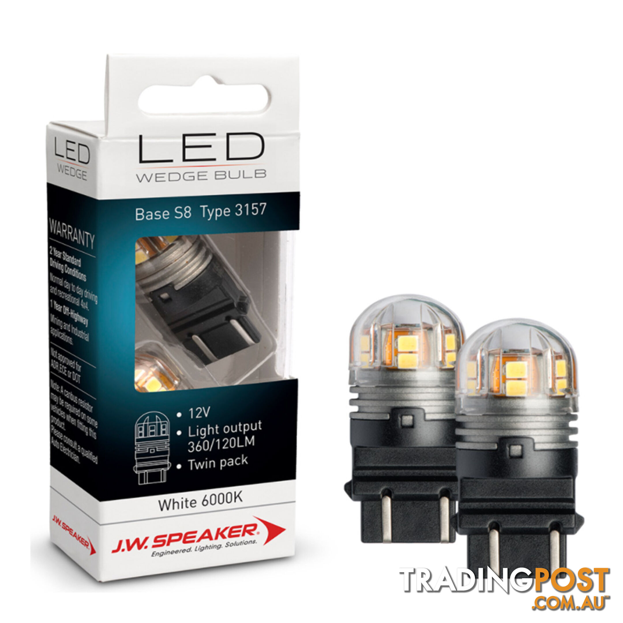 JW Speaker LED Bulb 12/24v Wedge Base White Light Twin Pack (Copy) SKU - 990130-1