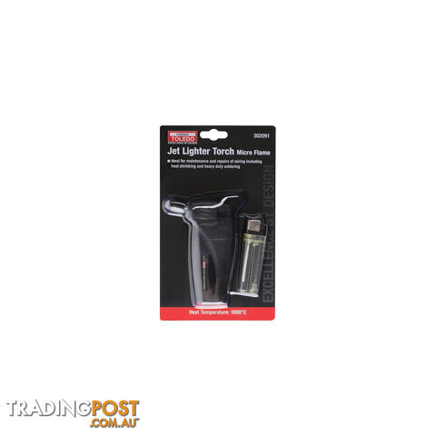 Toledo Jet Lighter Torch Black Micro Flame  - Flame Temp. 1000Â°C SKU - 302091